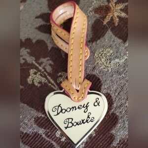Dooney And Bourke Cream Heart Charm Fob Gold On Leather strap